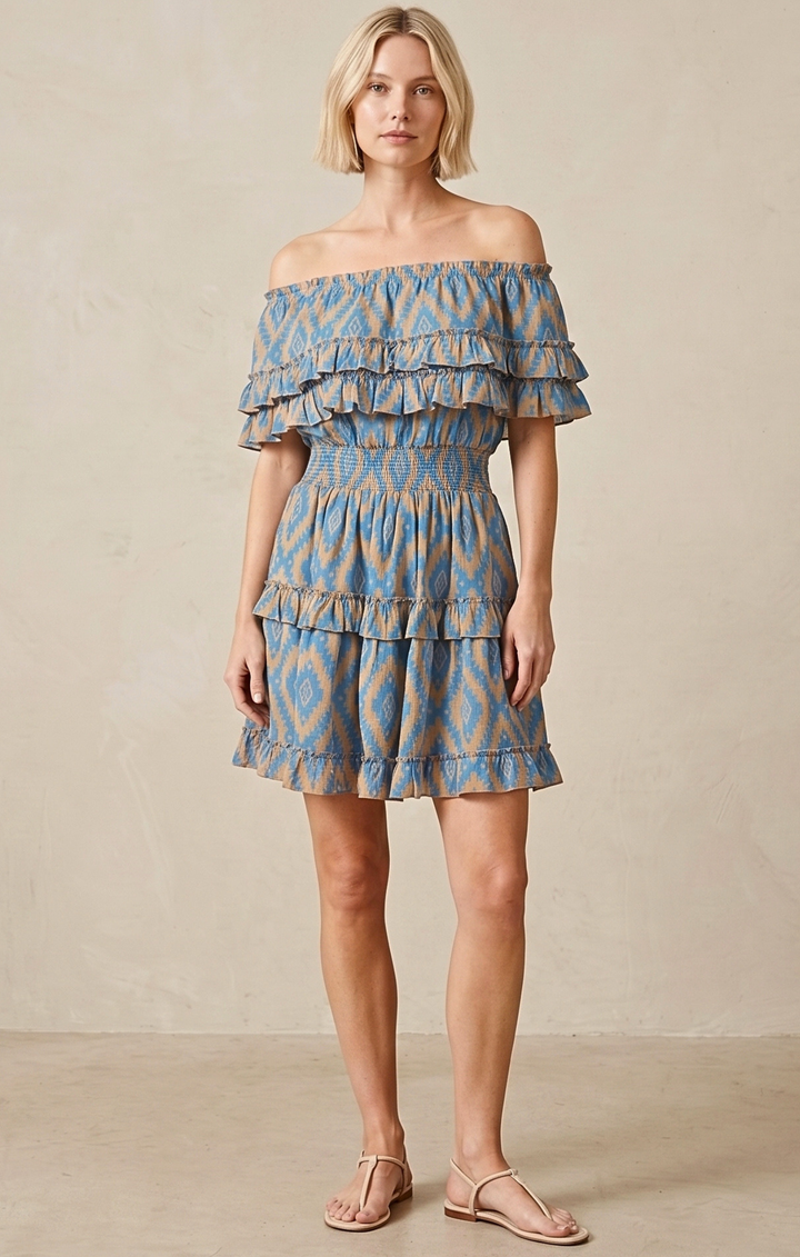 RIZA OFF-SHOULDER TIERED MINI DRESS