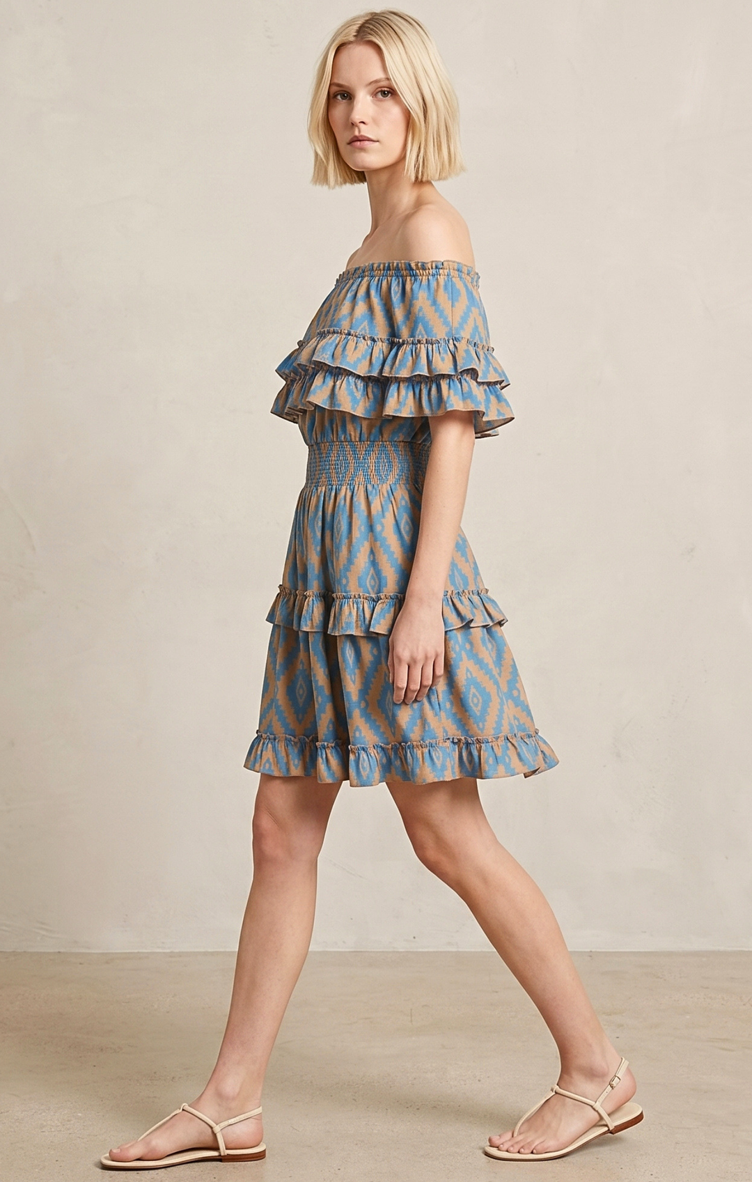 RIZA OFF-SHOULDER TIERED MINI DRESS