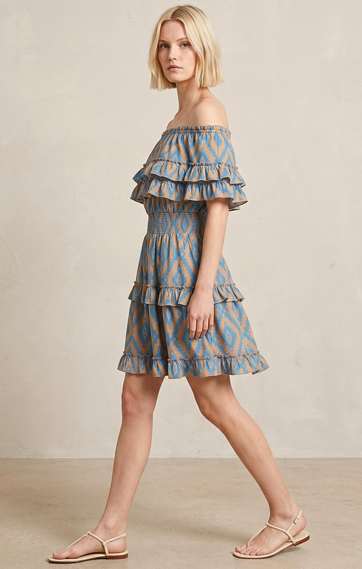 RIZA OFF-SHOULDER TIERED MINI DRESS