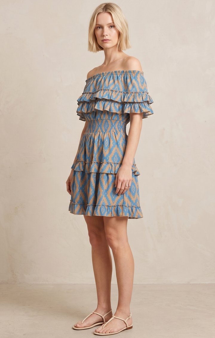 RIZA OFF-SHOULDER TIERED MINI DRESS