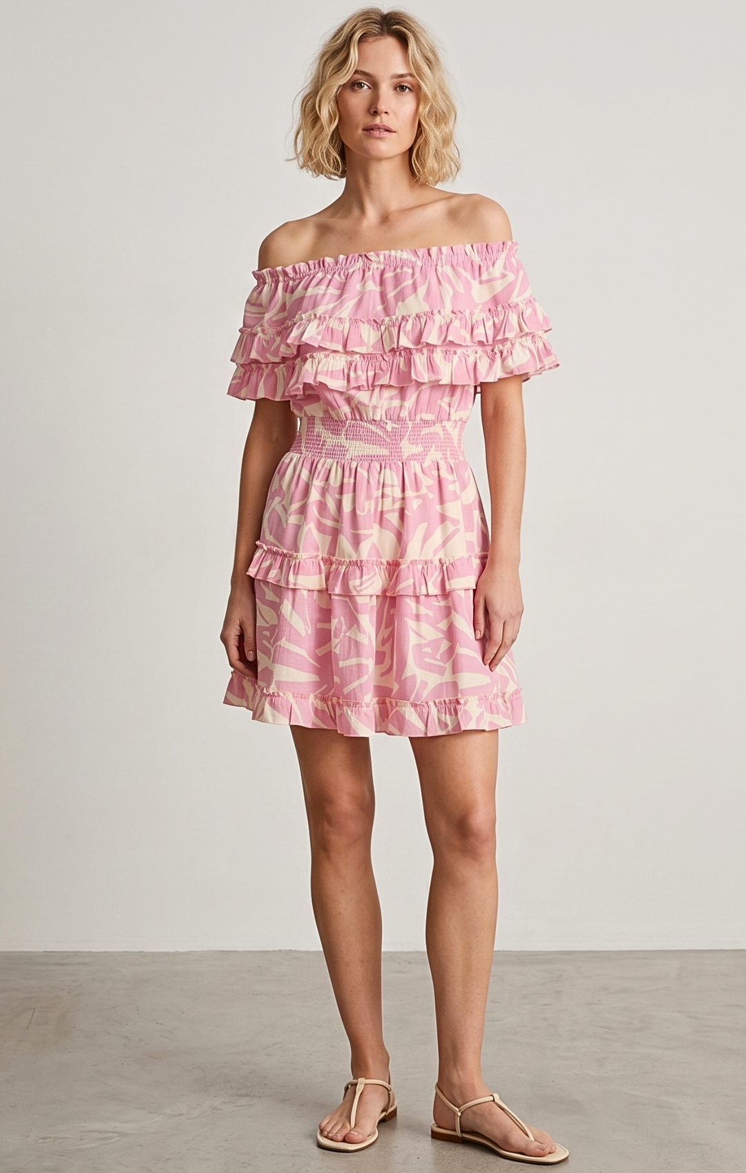 RIZA OFF-SHOULDER TIERED MINI DRESS