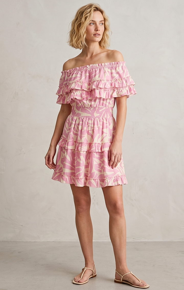 RIZA OFF-SHOULDER TIERED MINI DRESS