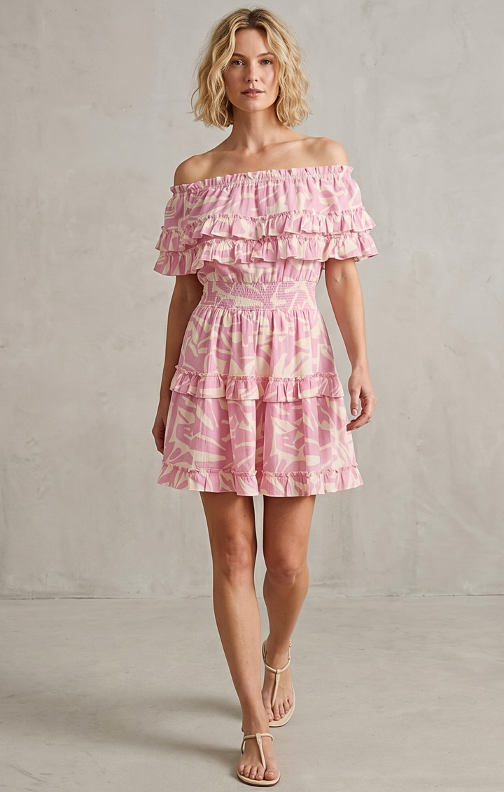 RIZA OFF-SHOULDER TIERED MINI DRESS