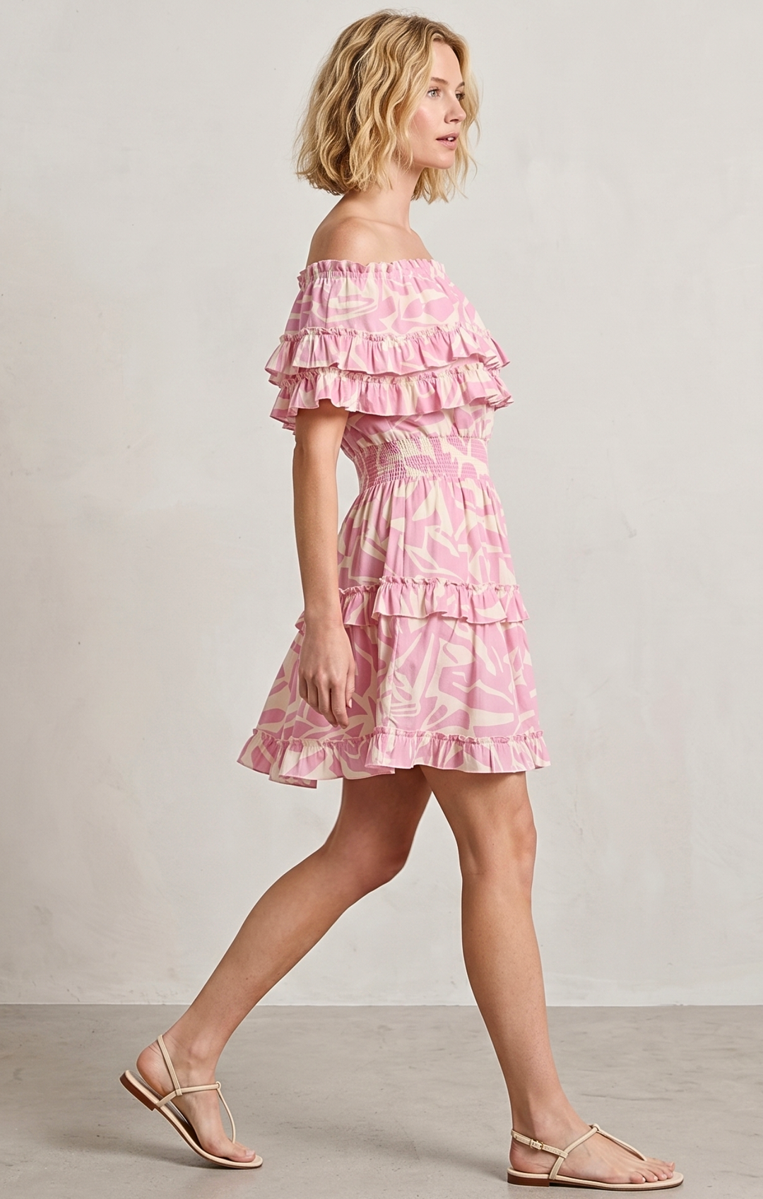 RIZA OFF-SHOULDER TIERED MINI DRESS