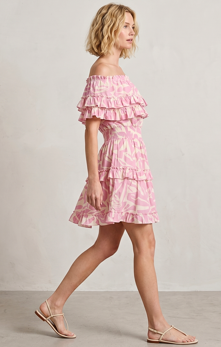 RIZA OFF-SHOULDER TIERED MINI DRESS