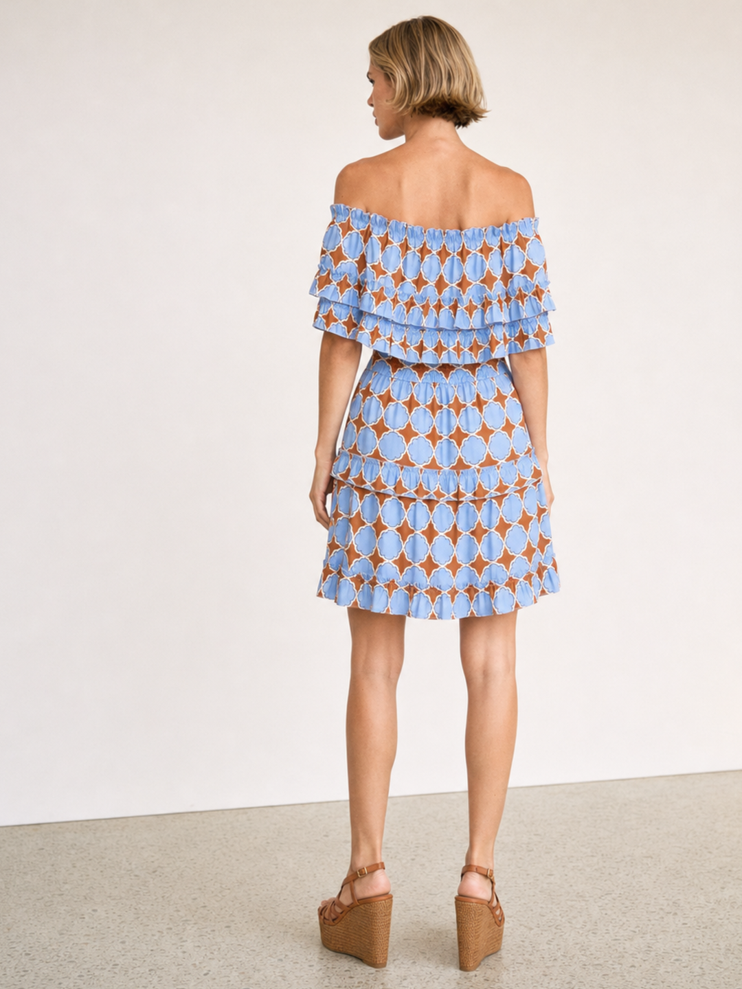 RIZA OFF-SHOULDER TIERED MINI DRESS