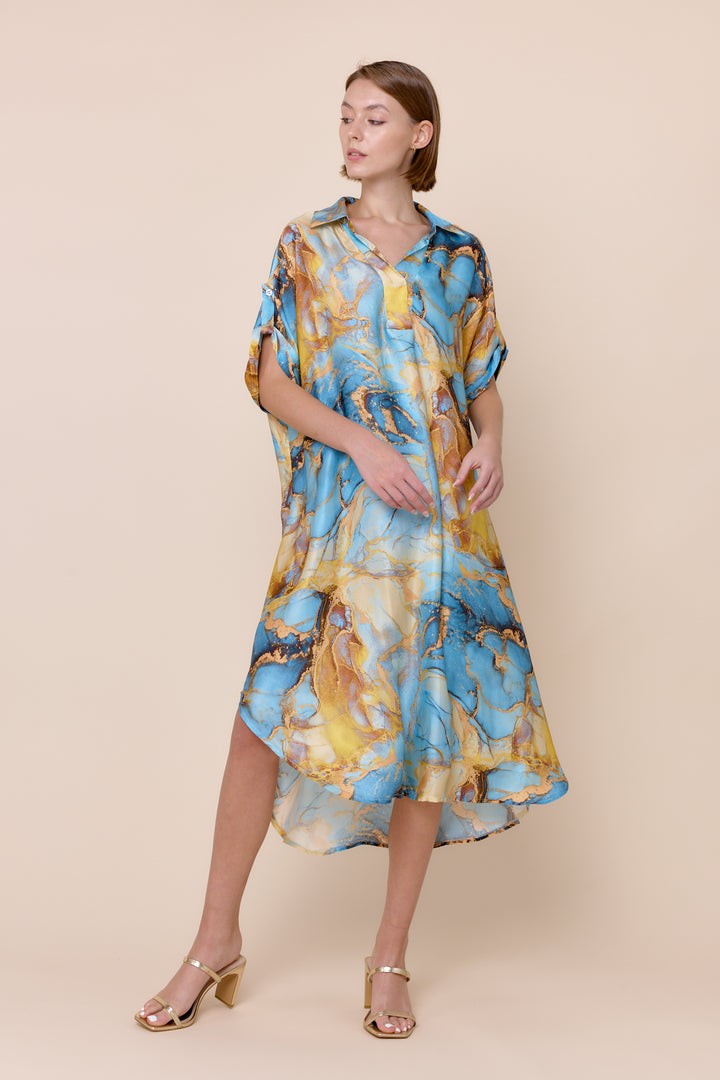AYA | Dresses | Dresses, Midi Dresses, NEW ARRIVALS, PRINT, Short Sleeve, SPRING2025 | shop-sofia