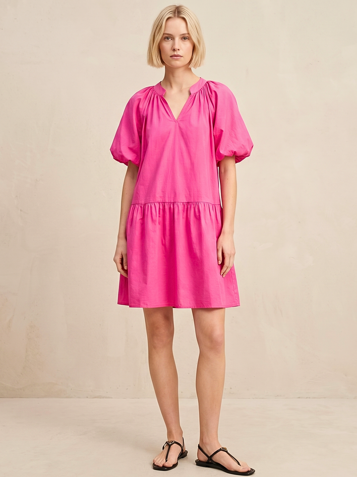 Sadie V-Neck Puff Sleeve Mini Dress