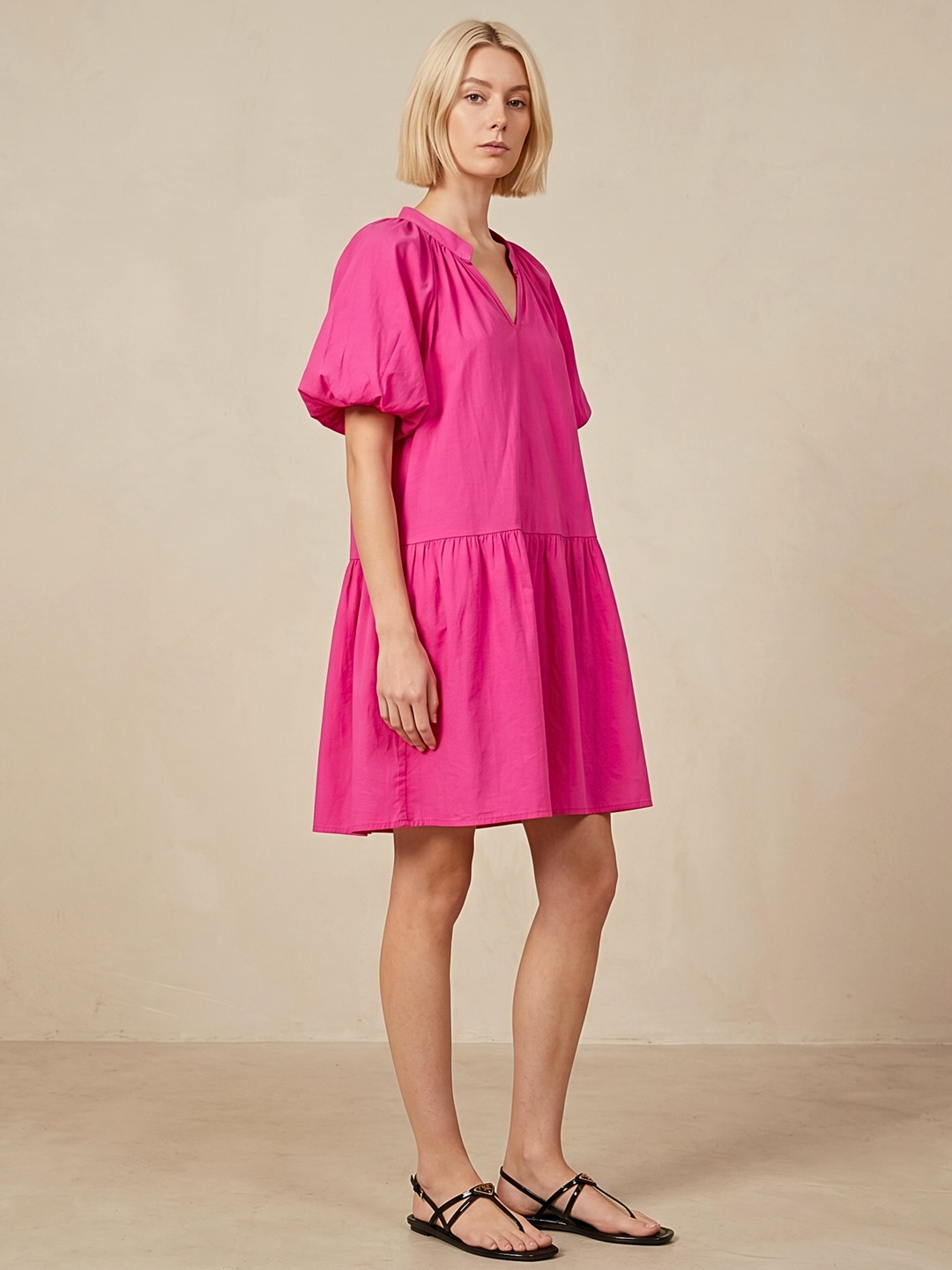 Sadie V-Neck Puff Sleeve Mini Dress
