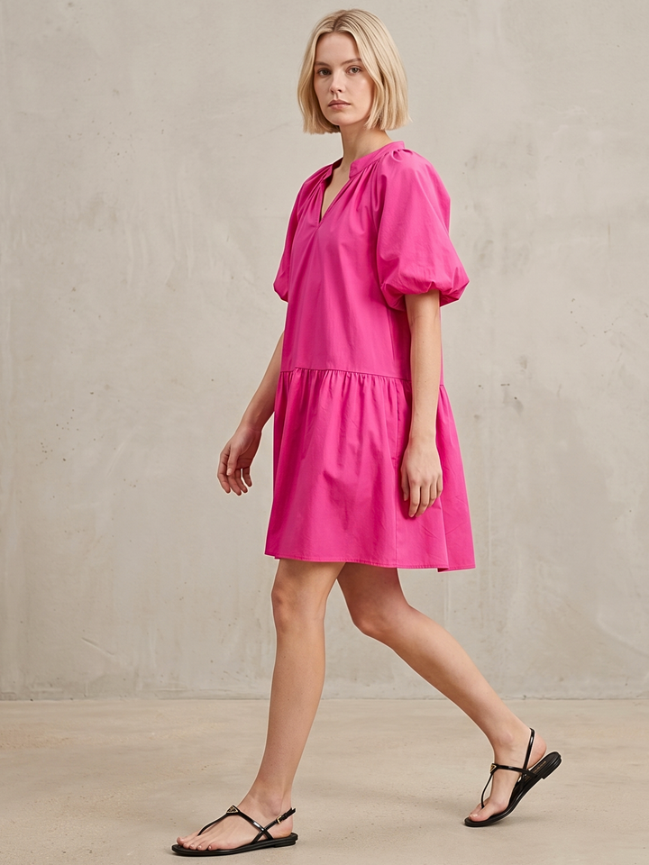 Sadie V-Neck Puff Sleeve Mini Dress