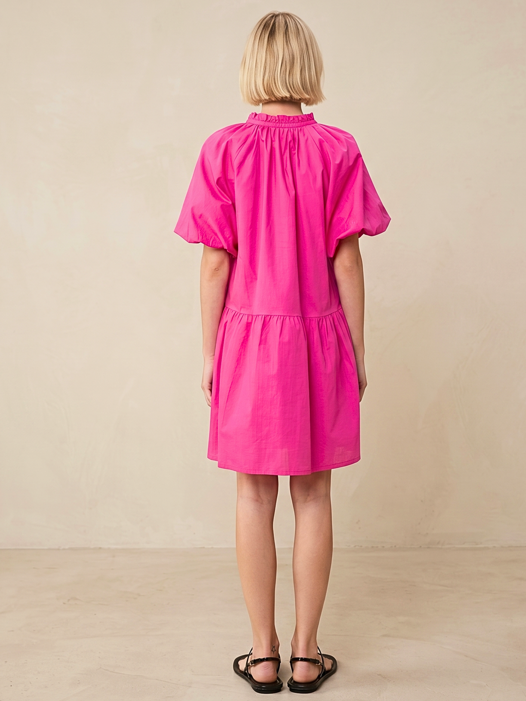Sadie V-Neck Puff Sleeve Mini Dress