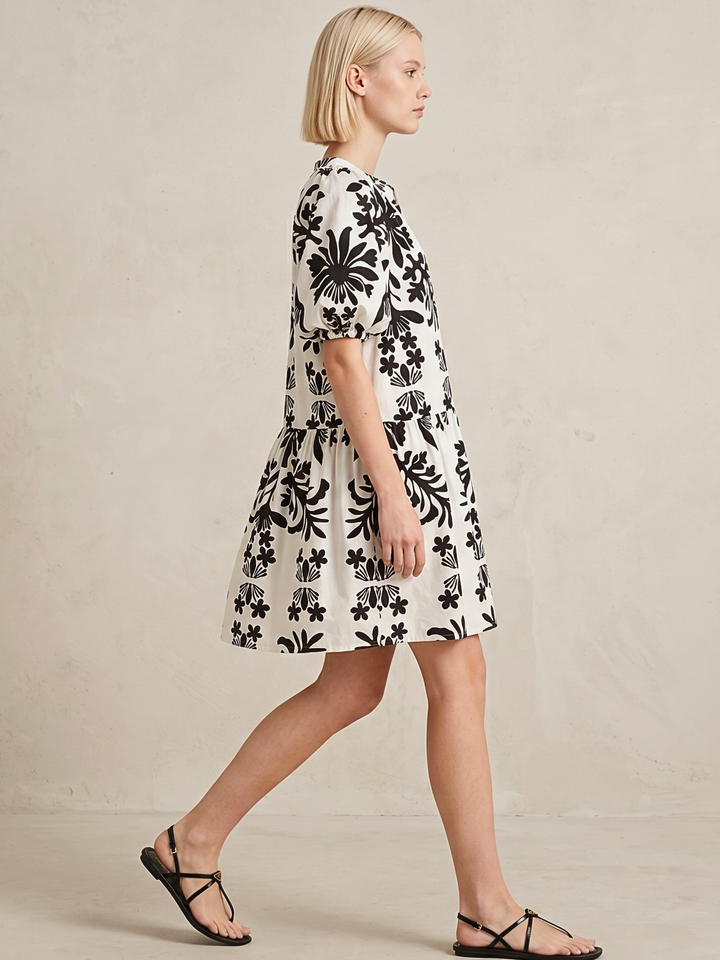 Sadie V-Neck Puff Sleeve Mini Dress