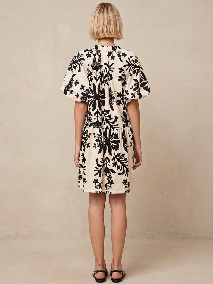 Sadie V-Neck Puff Sleeve Mini Dress