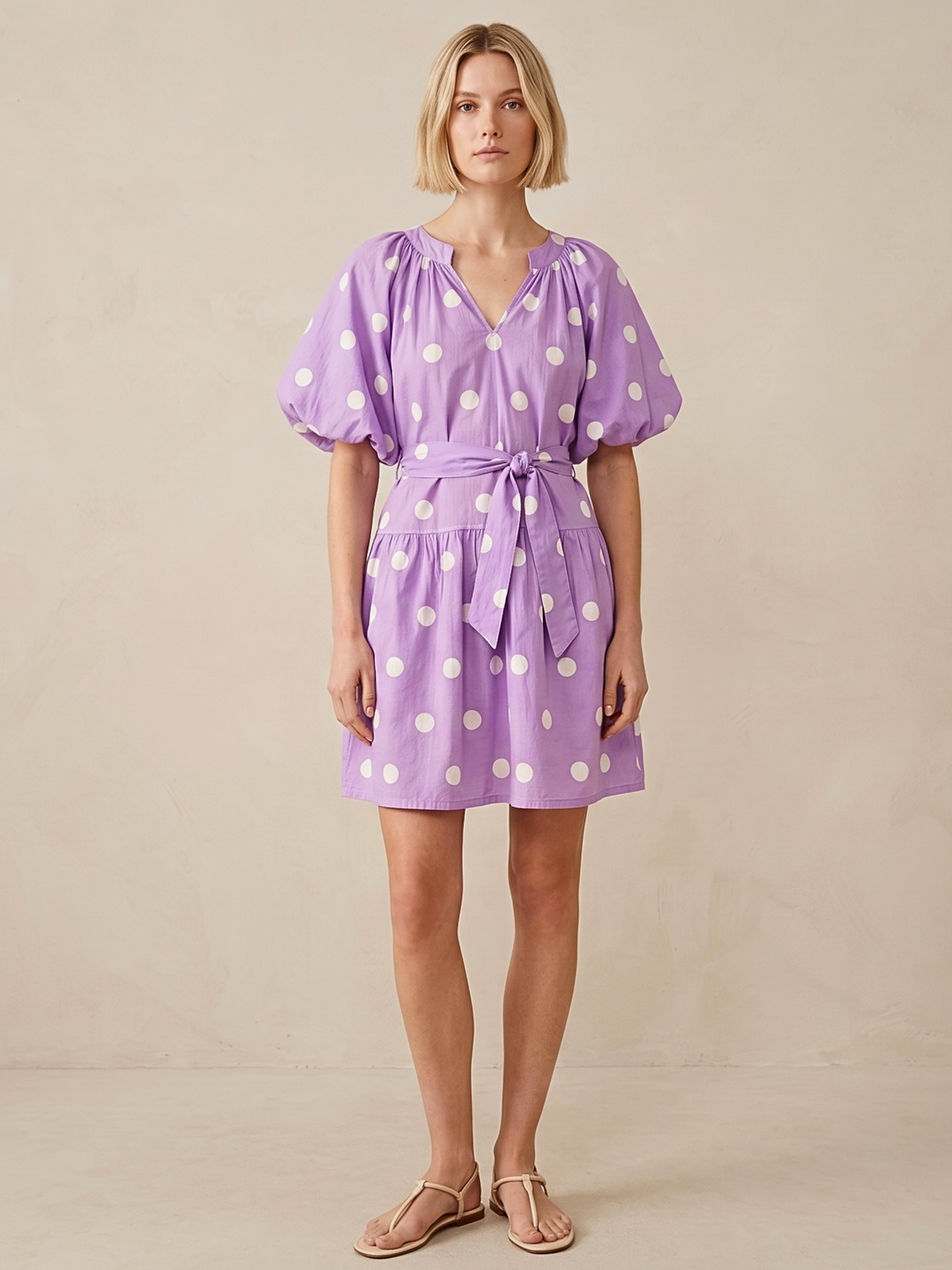 Sadie V-Neck Puff Sleeve Mini Dress