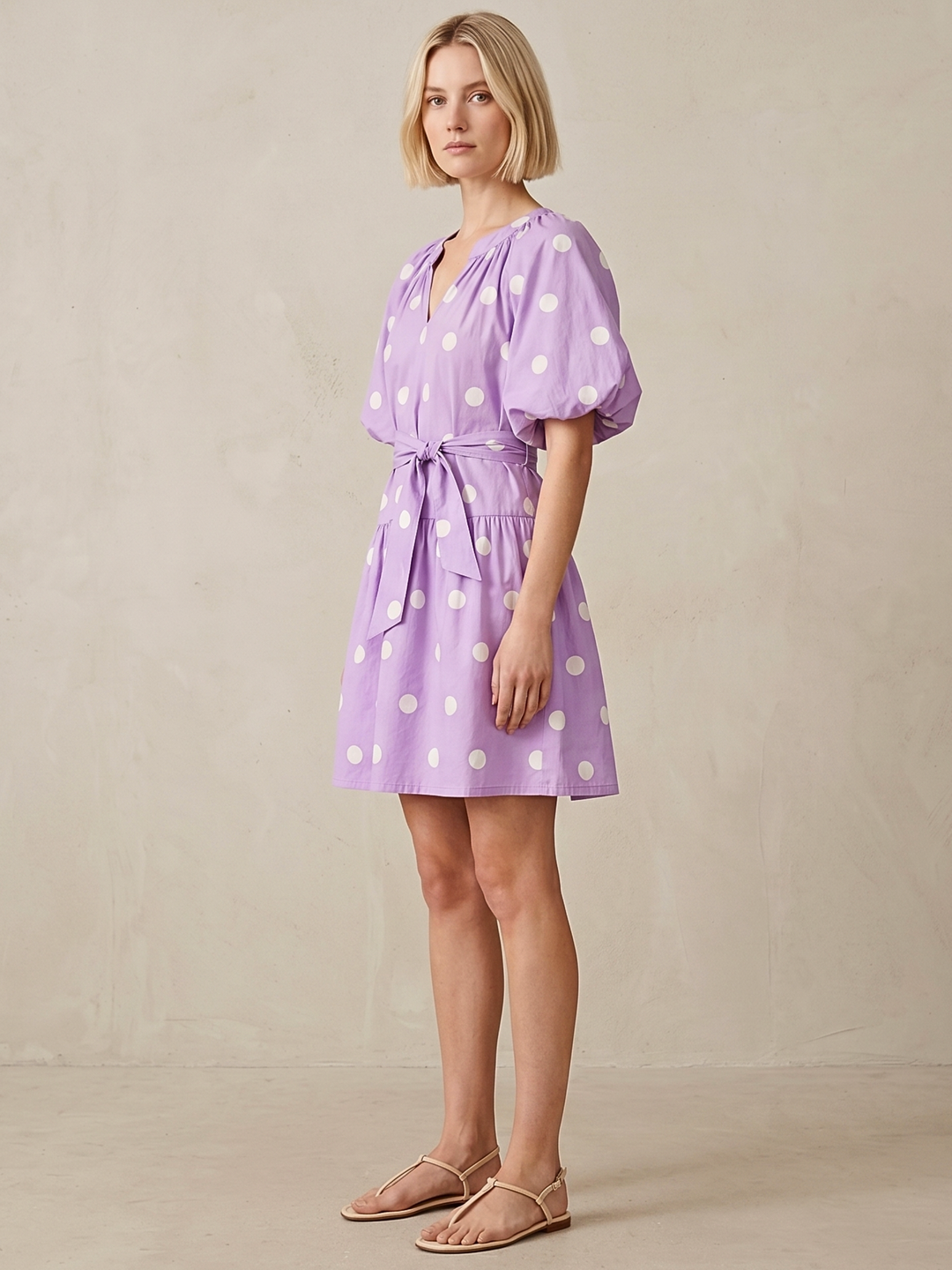 Sadie V-Neck Puff Sleeve Mini Dress
