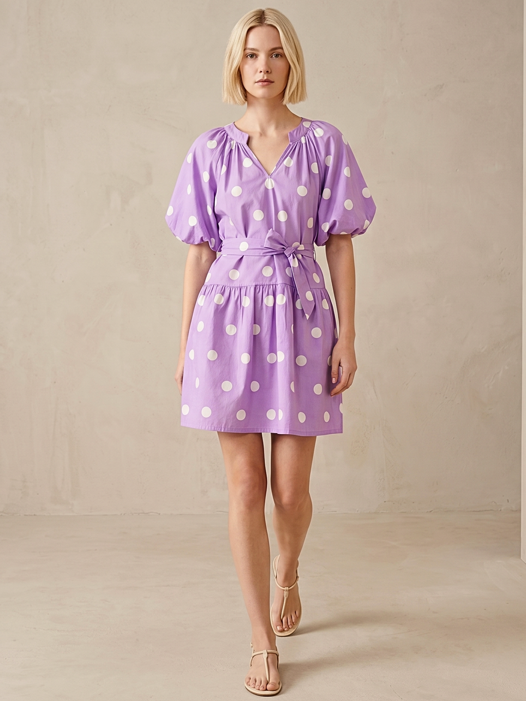 Sadie V-Neck Puff Sleeve Mini Dress