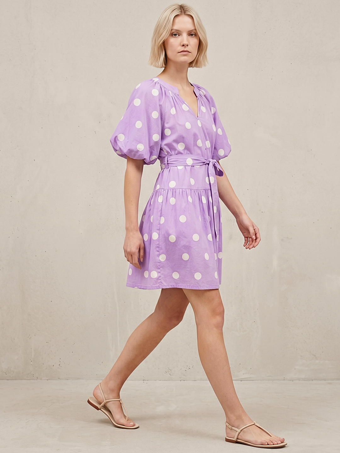 Sadie V-Neck Puff Sleeve Mini Dress