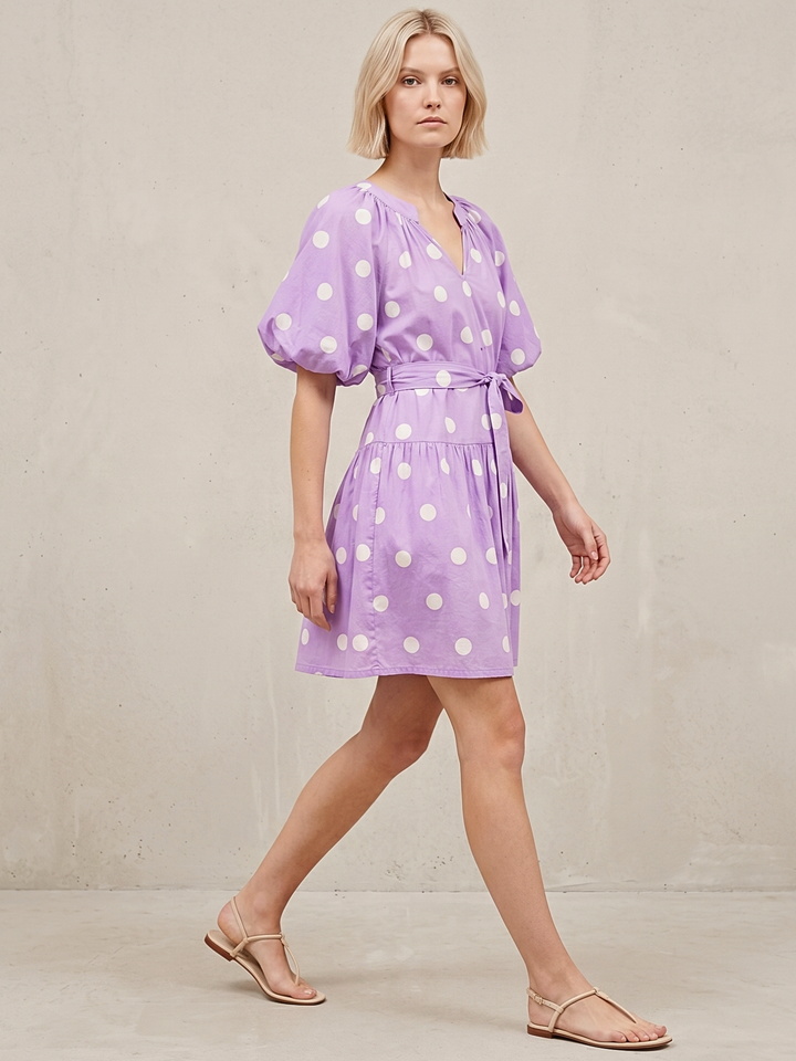 Sadie V-Neck Puff Sleeve Mini Dress