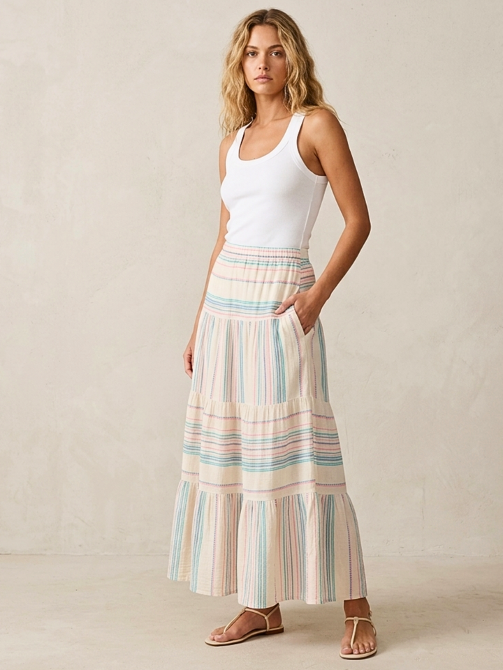 The Azuba Tiered  Bohemian Maxi Skirt