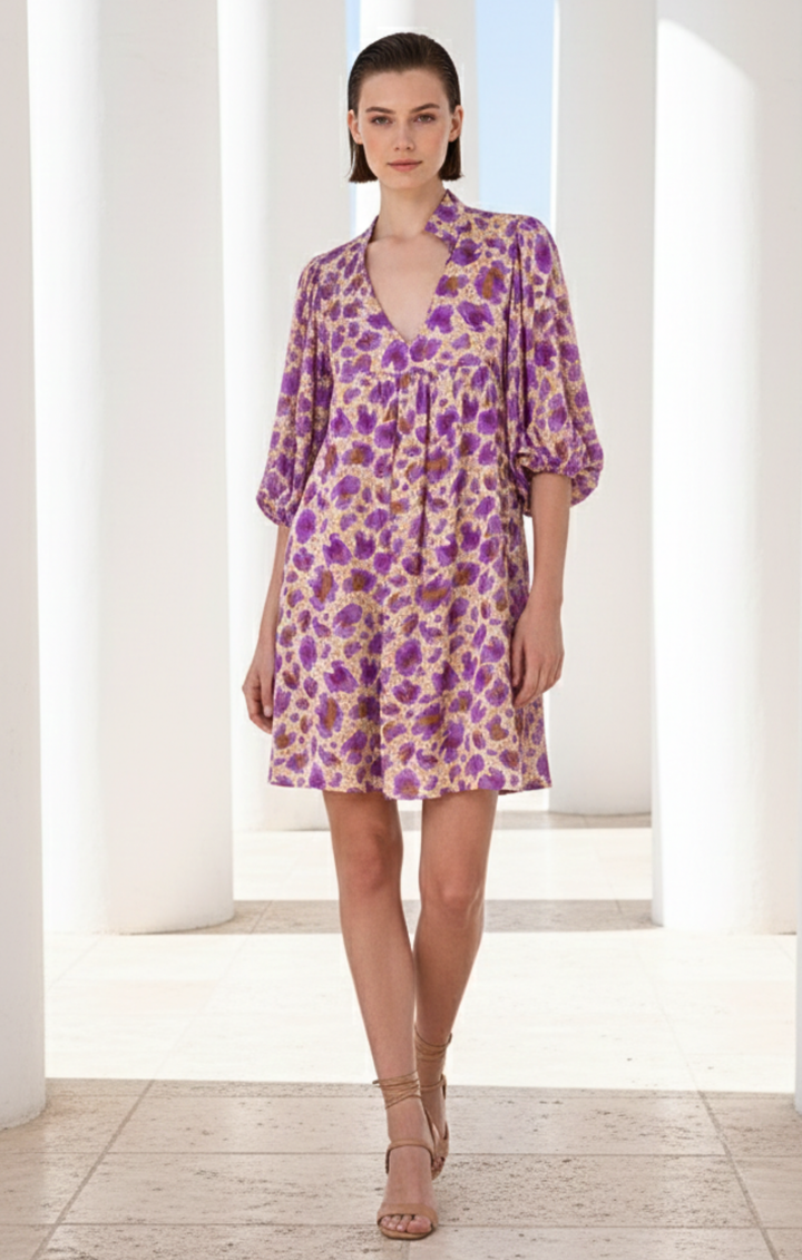 Giada Balloon-Sleeve Mini Dress
