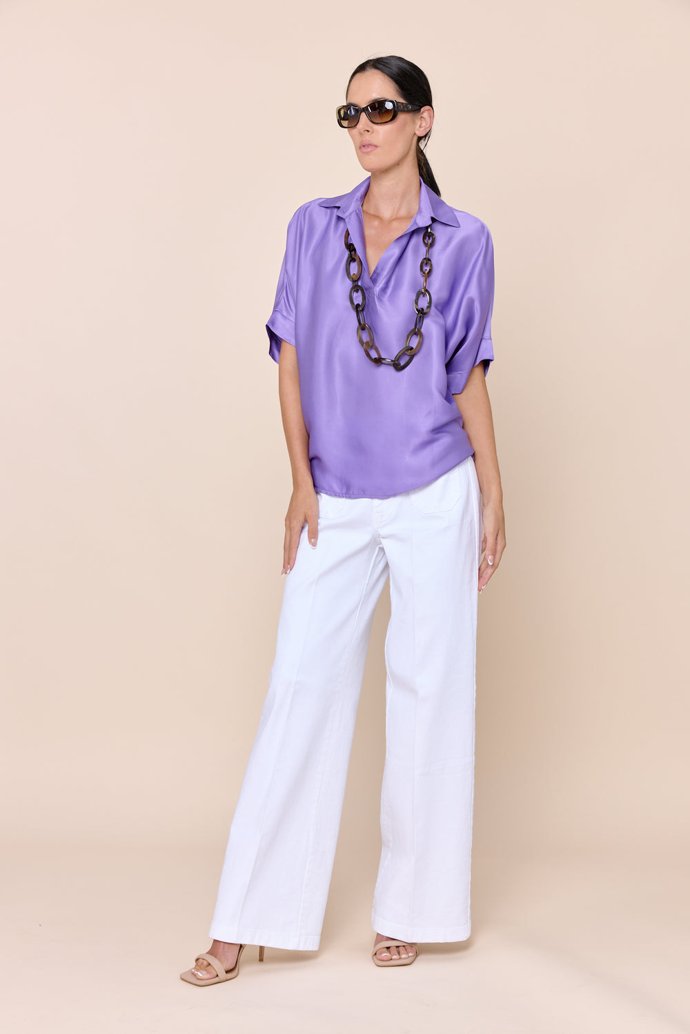 FARRAH | Tops | NEW ARRIVALS, Satin, Short Sleeve, SOLIDS, SPRING2025, Tops | shop-sofia
