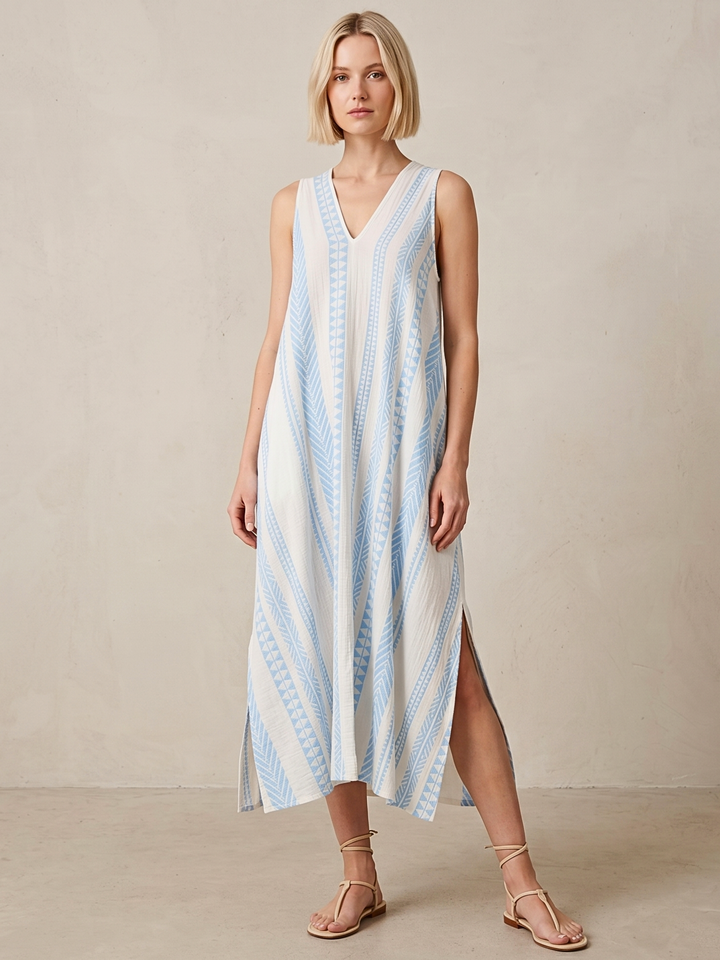TESU GEOMETRIC KAFTAN MIDI DRESS