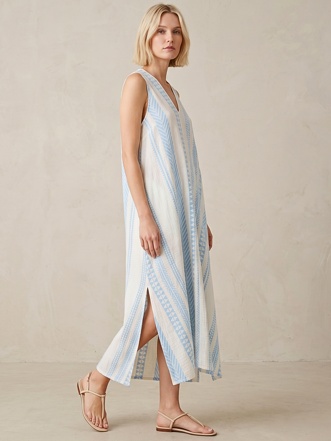TESU GEOMETRIC KAFTAN MIDI DRESS