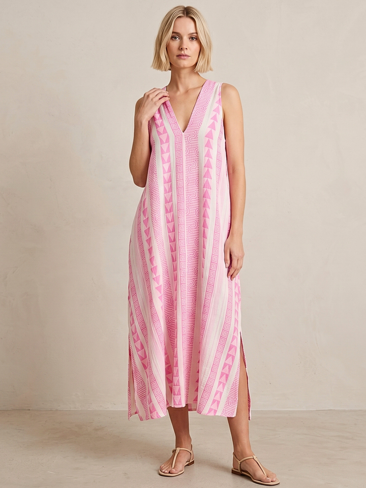 TESU GEOMETRIC KAFTAN MIDI DRESS
