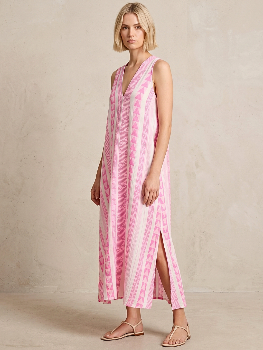 TESU GEOMETRIC KAFTAN MIDI DRESS