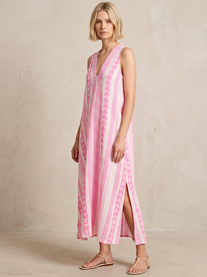TESU GEOMETRIC KAFTAN MIDI DRESS