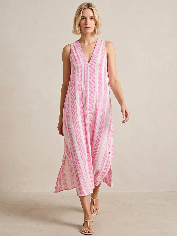 TESU GEOMETRIC KAFTAN MIDI DRESS