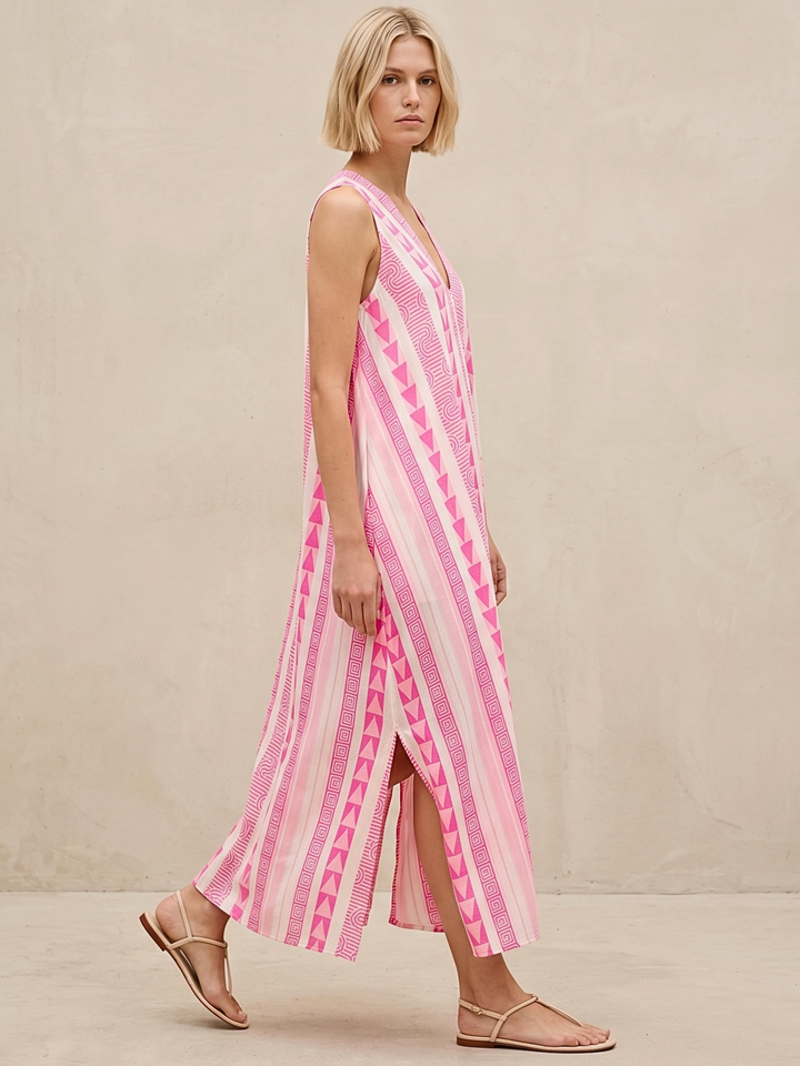 TESU GEOMETRIC KAFTAN MIDI DRESS