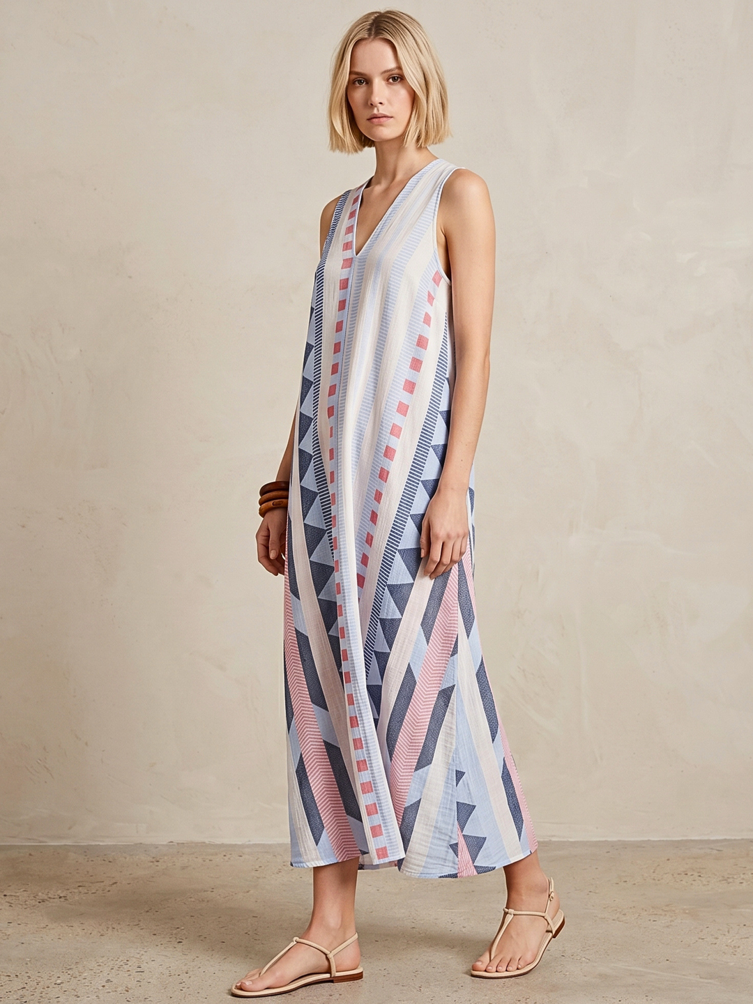 TESU GEOMETRIC KAFTAN MIDI DRESS