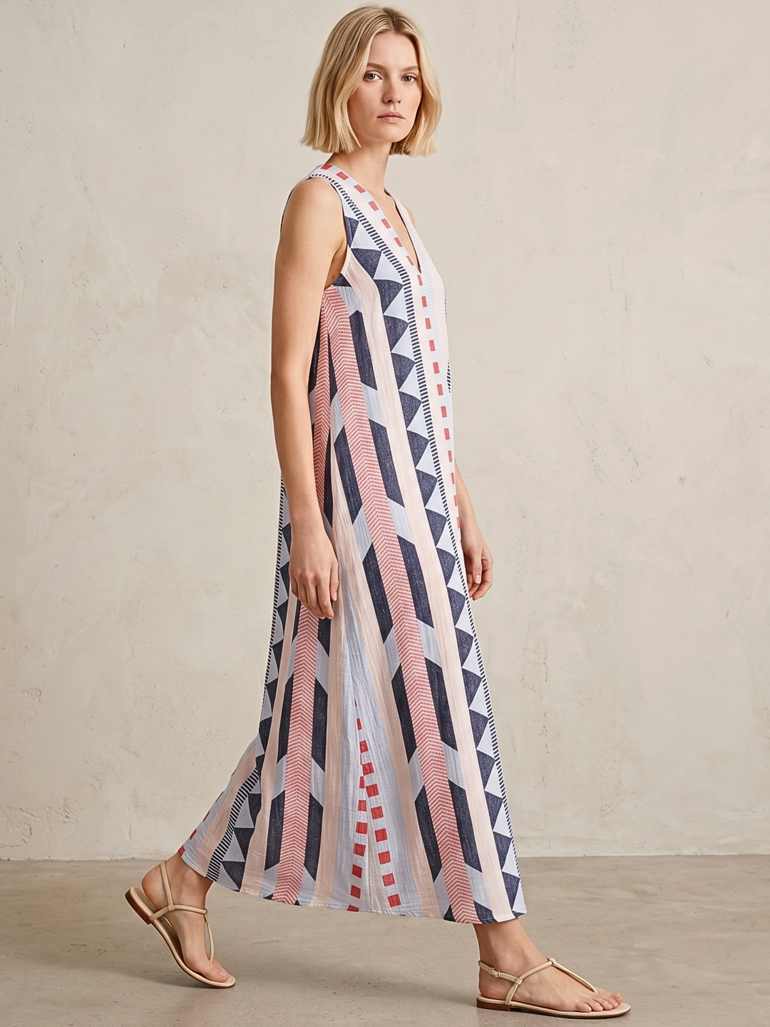 TESU GEOMETRIC KAFTAN MIDI DRESS