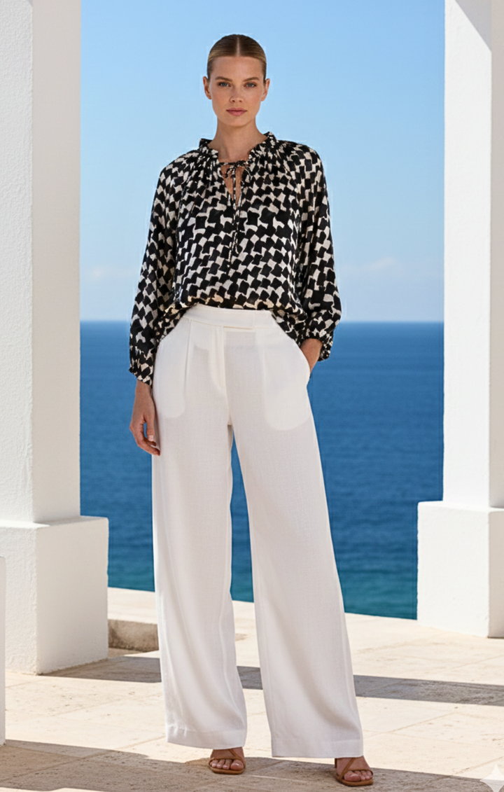 Gabriella Ruffle Tie-Neck Blouse