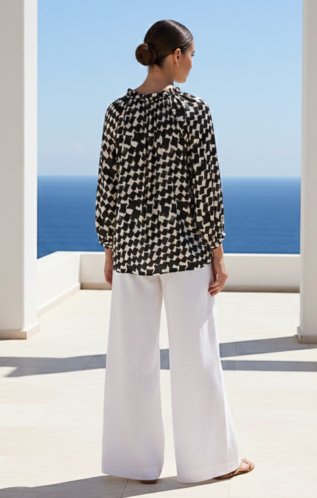 Gabriella Ruffle Tie-Neck Blouse