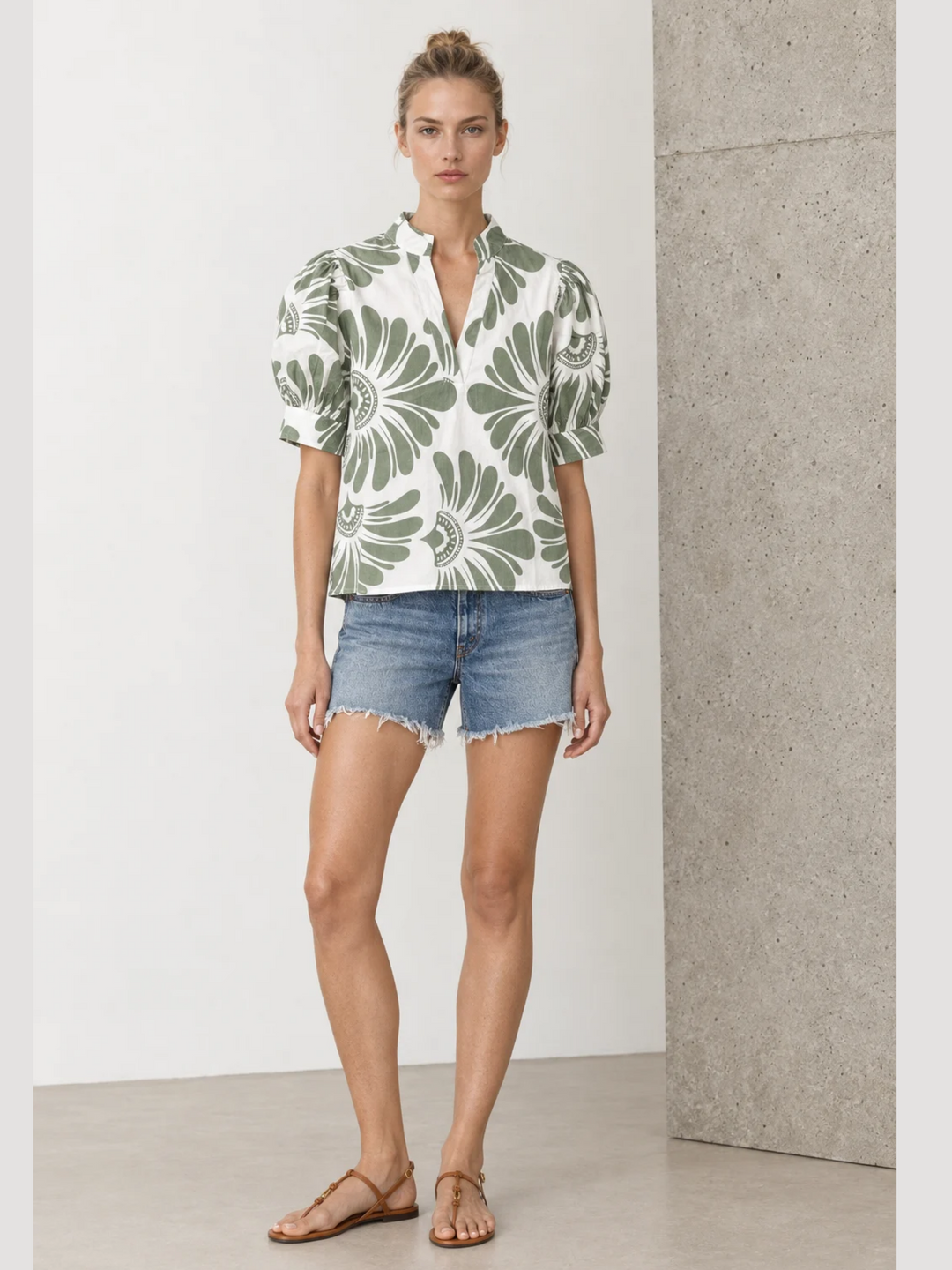 Darnya The Essential Puff-Sleeve V-Neck Blouse