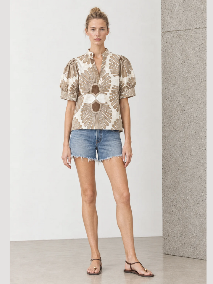 Darnya The Essential Puff-Sleeve V-Neck Blouse