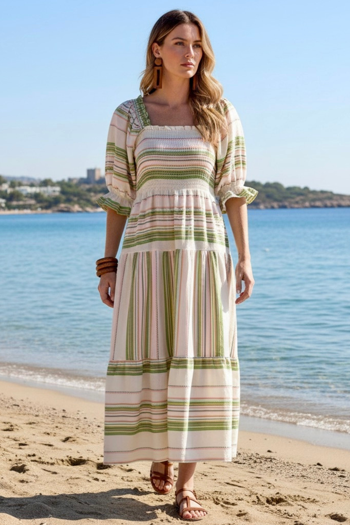 The Azel Smocked Midi Dress