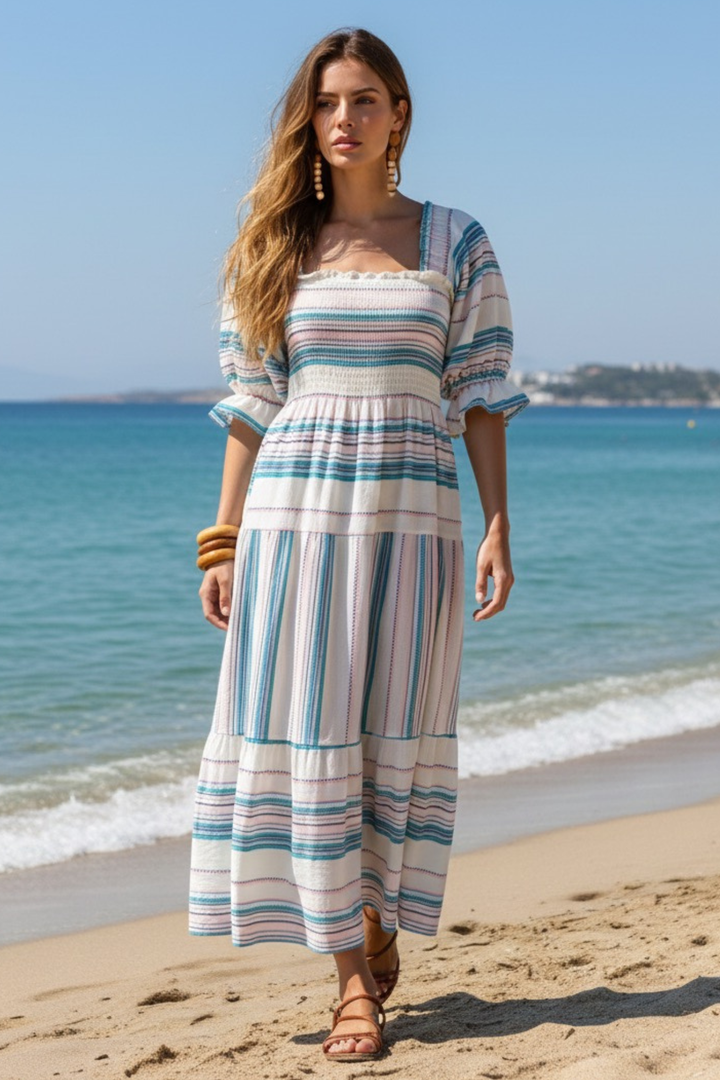 The Azel Smocked Midi Dress