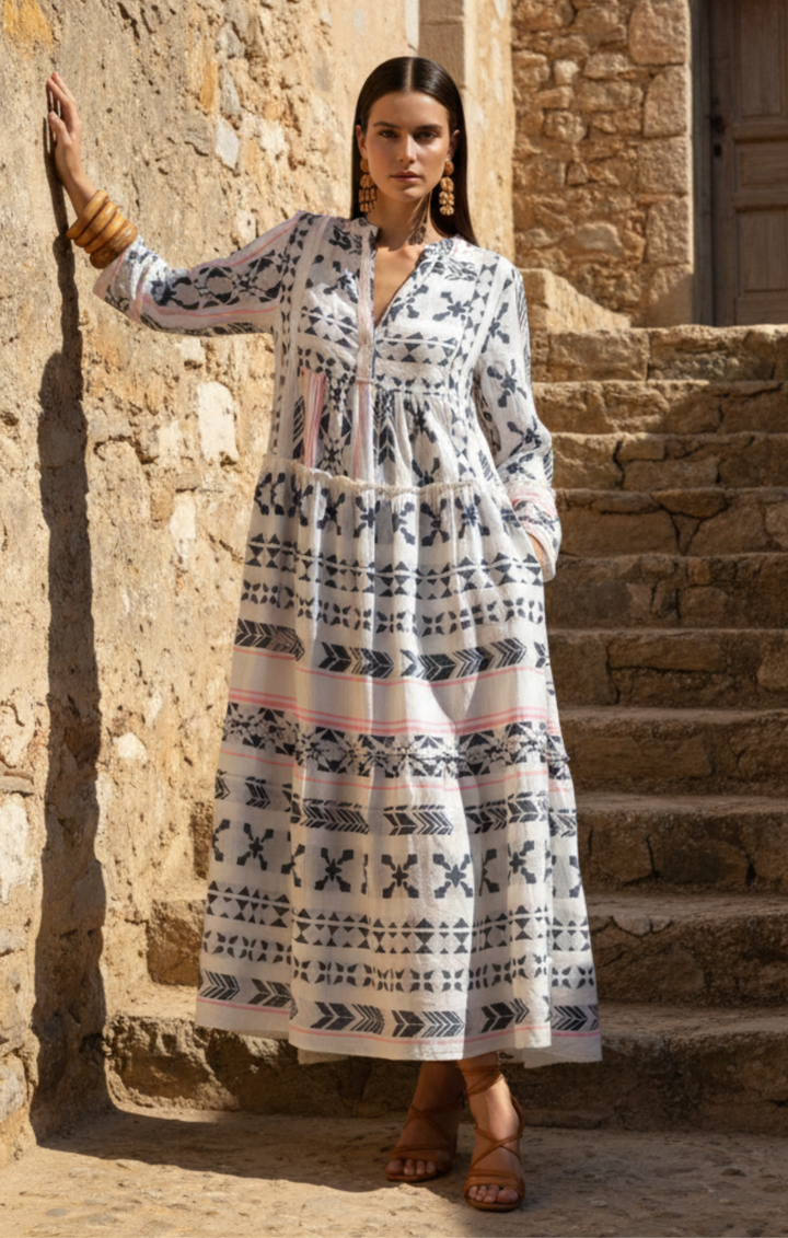 The Barcelona Tiered Coton Maxi Dress