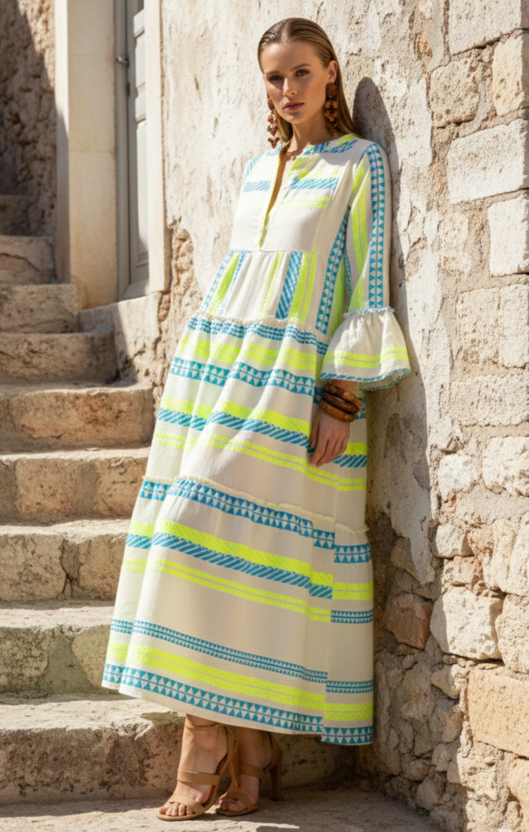 The Barcelona Tiered Coton Maxi Dress