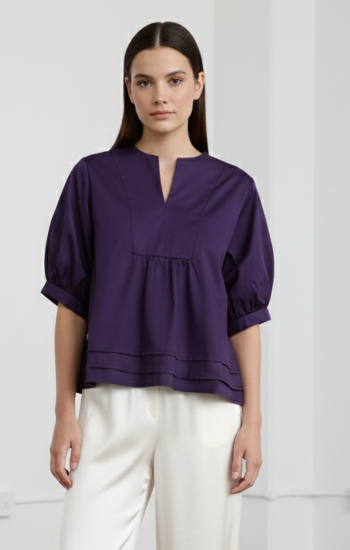 Allison Italian Cotton Style Peplum Top