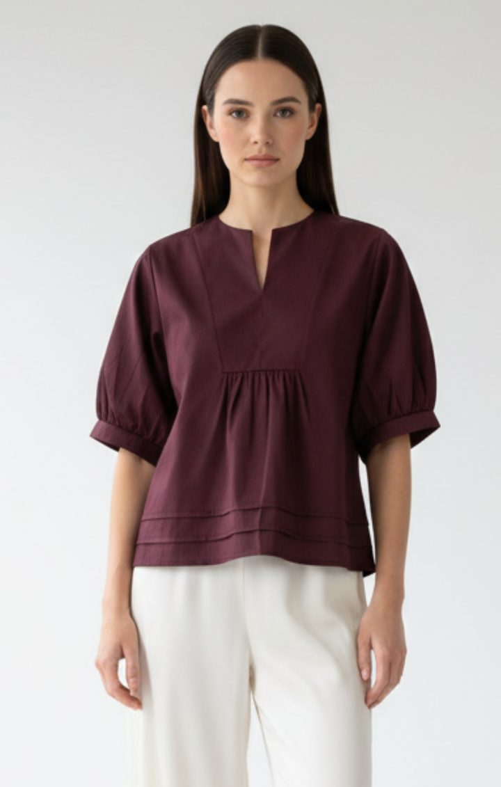 Allison Italian Cotton Style Peplum Top