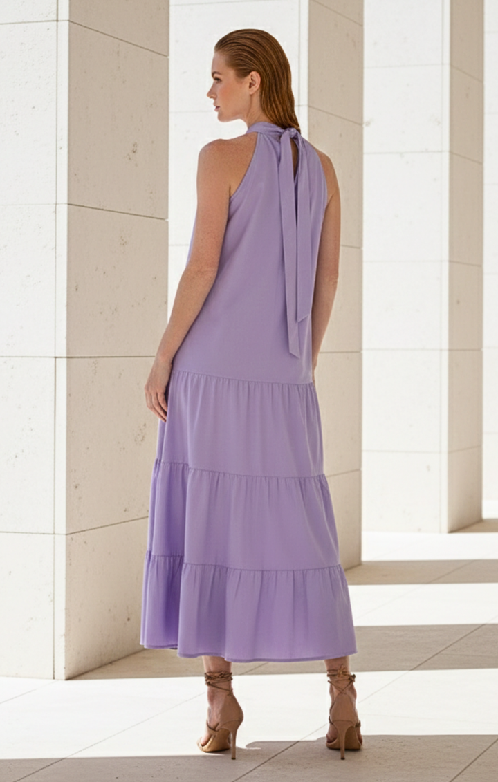 Robert Cotton Poplin Halter Neck Maxi Dress