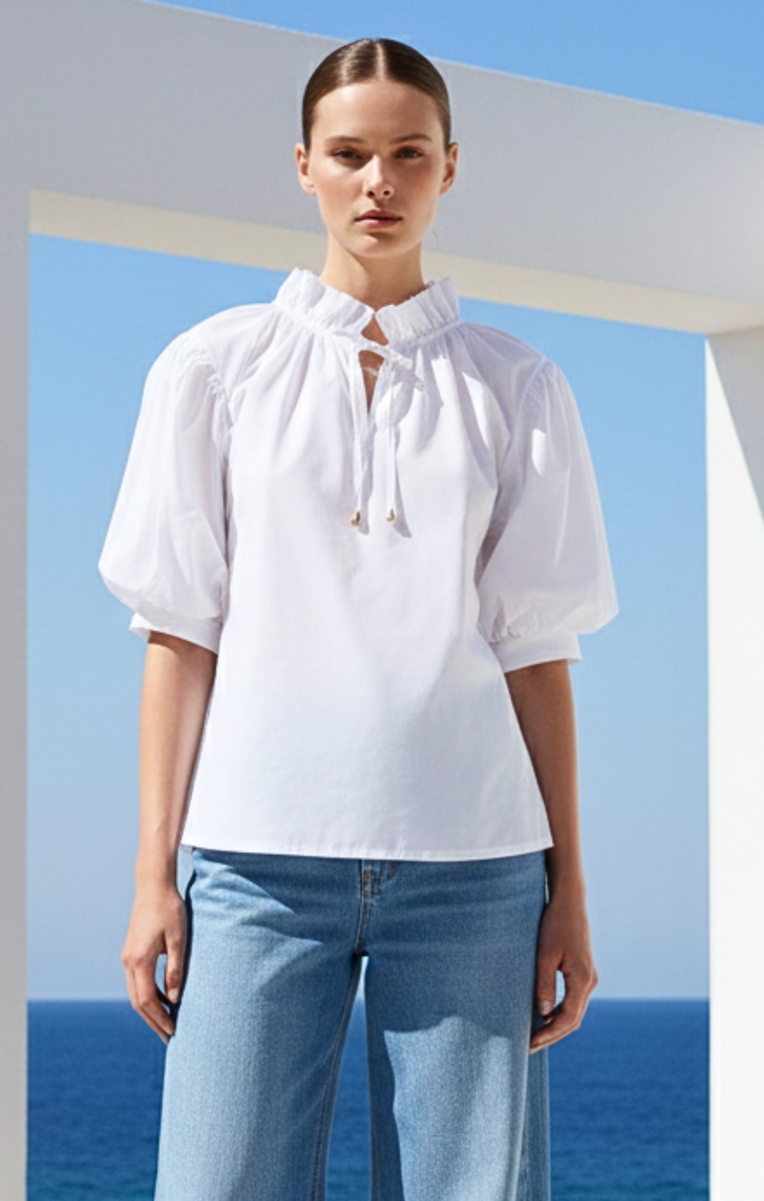 Elaine Bohemian Puff-Sleeve Blouse