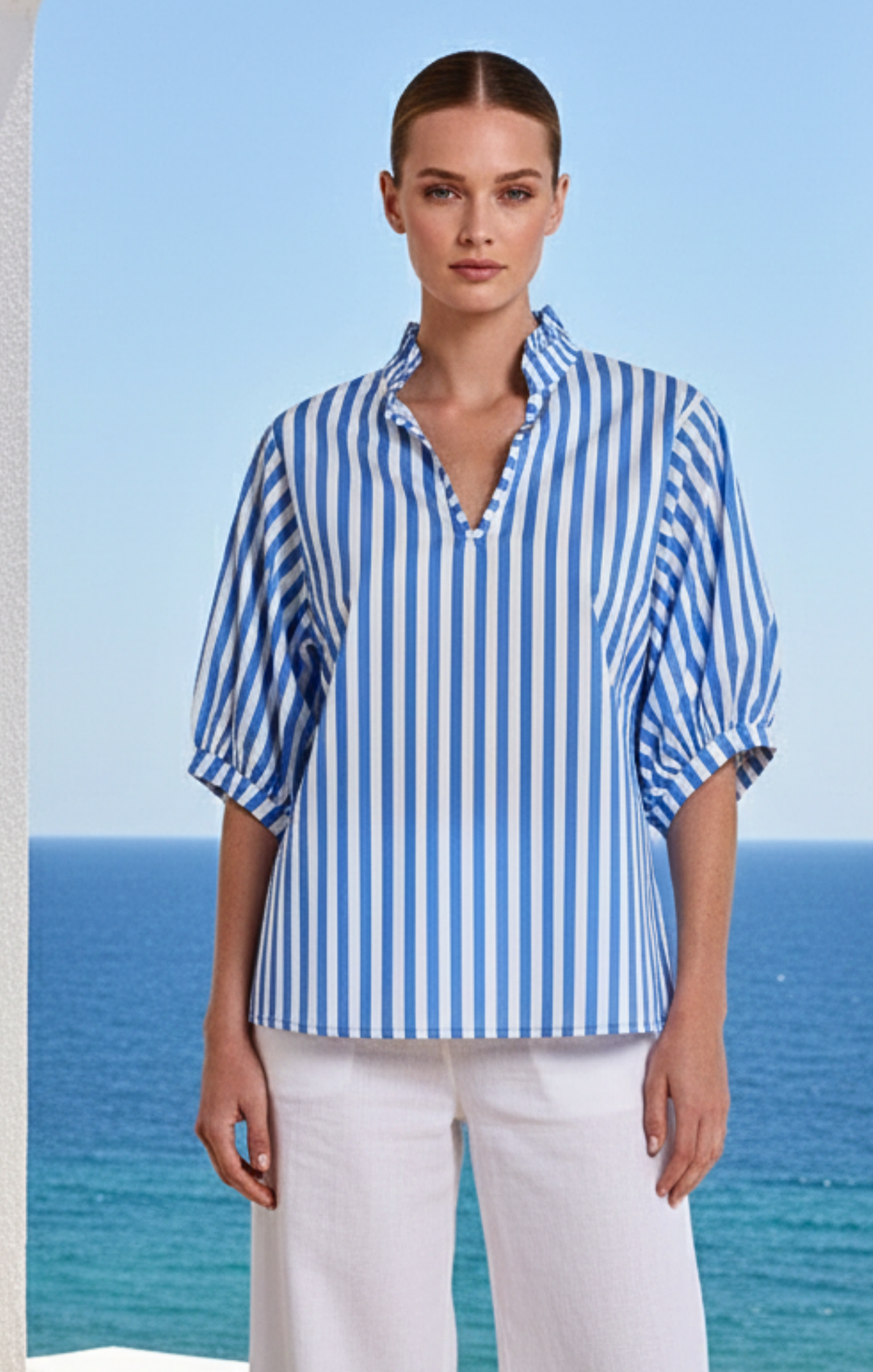 Adele l Mandarin Collar Blouse