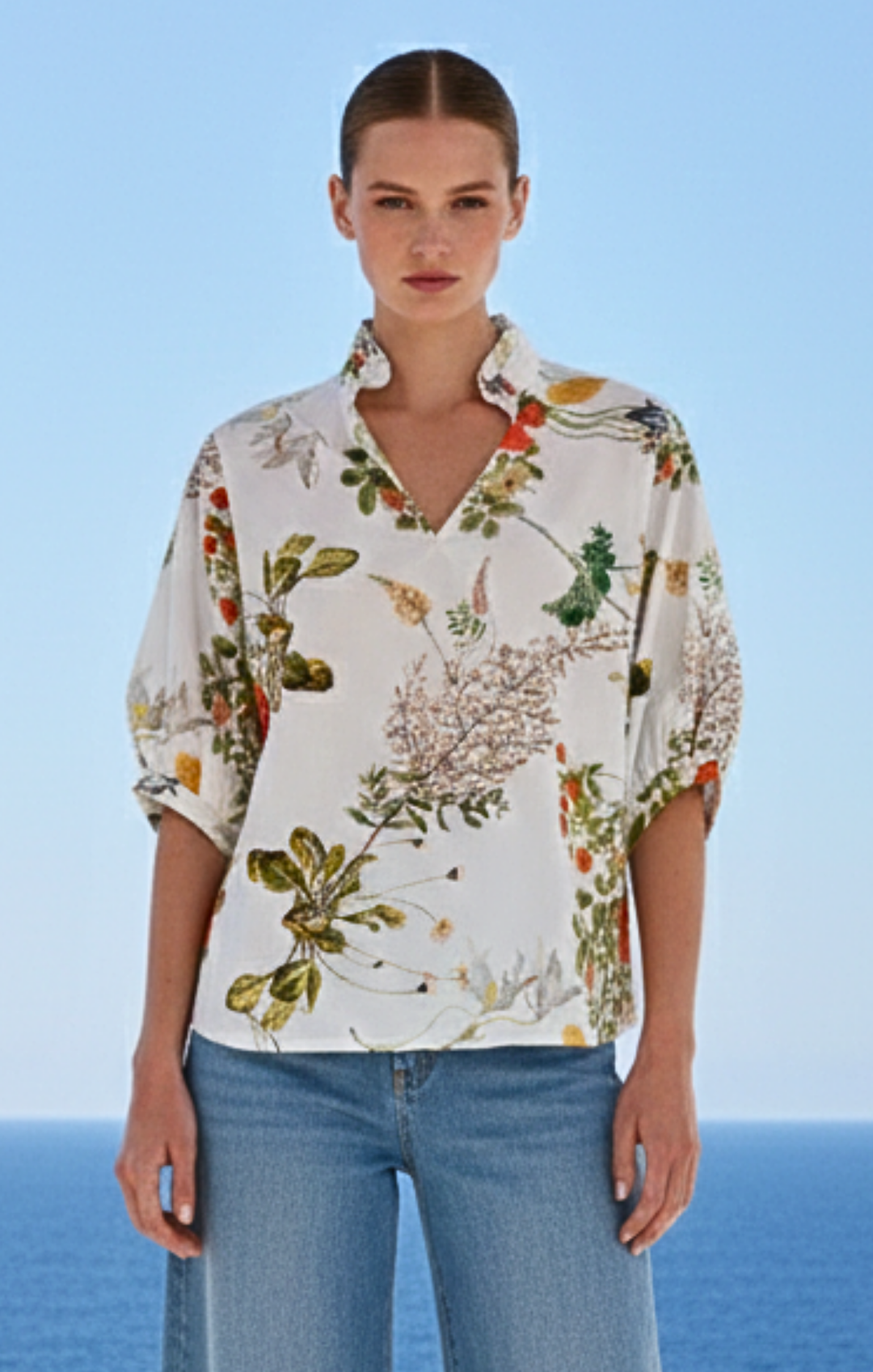 Adele l Mandarin Collar Blouse