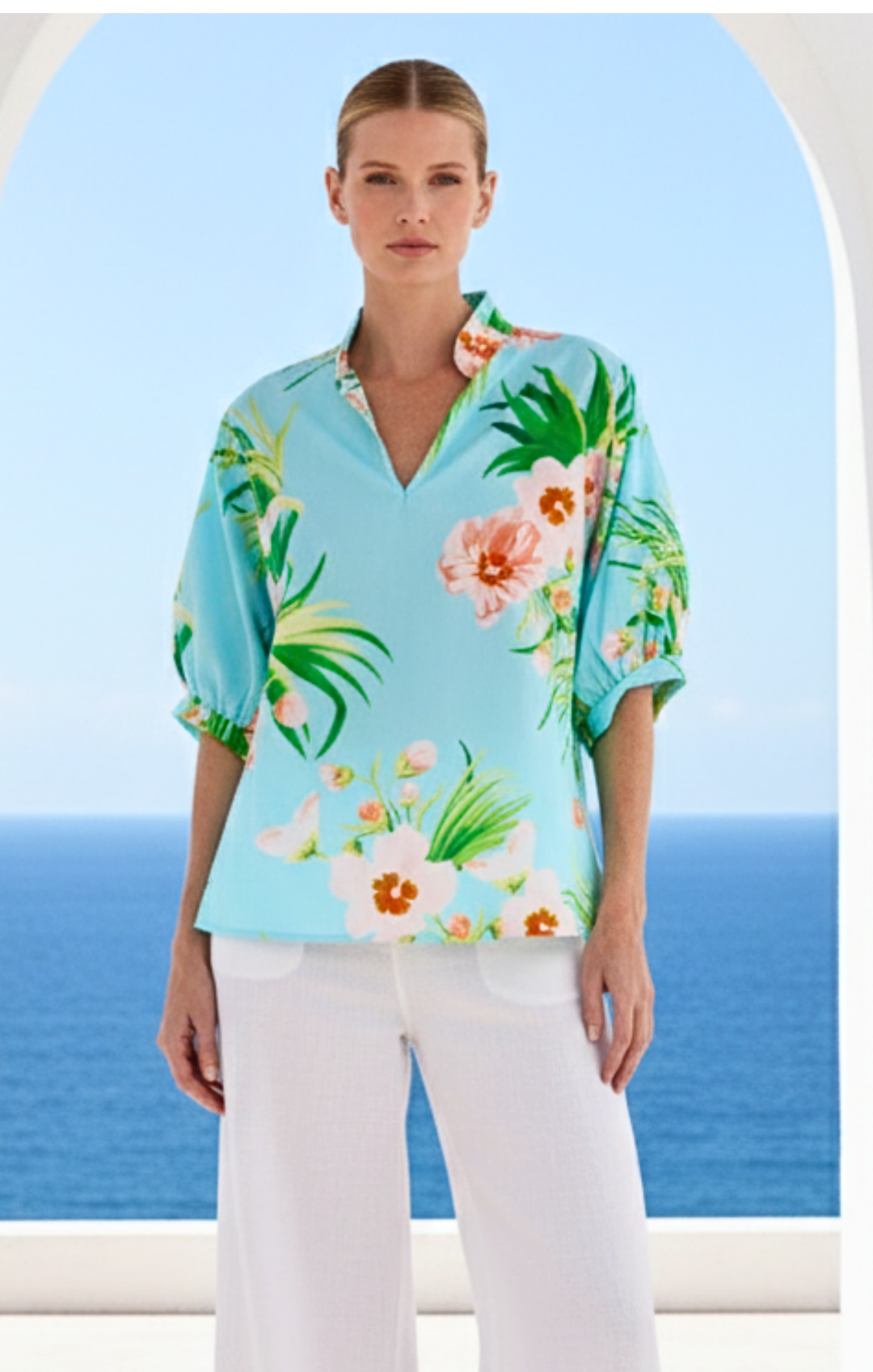 Adele l Mandarin Collar Blouse