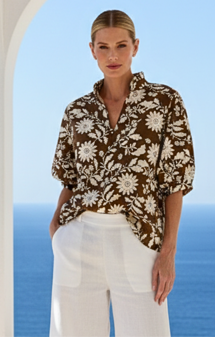 Adele l Mandarin Collar Blouse